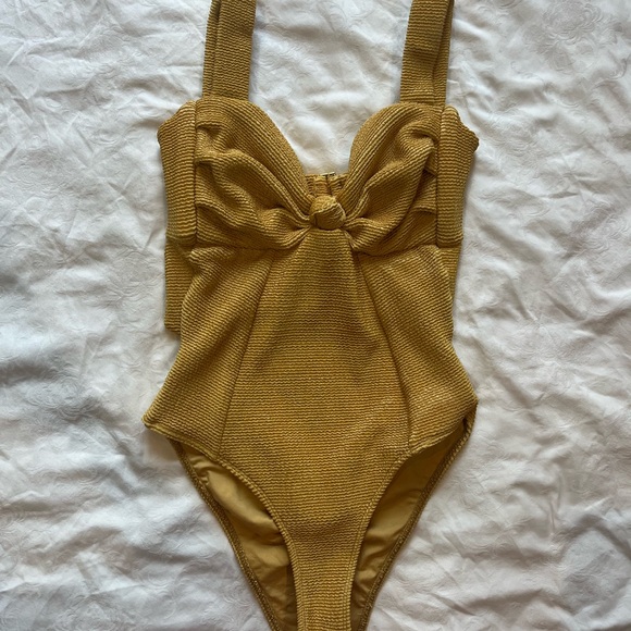 Montce Yellow Gold Hayden Textured One Piece Swimsuit